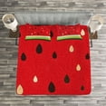thumbnail image 3 of Ambesonne Nature Quilted Bedspread Set 3 Pcs, Watermelon Fruit Closeup, Queen Size, Black Green and Red, 3 of 3