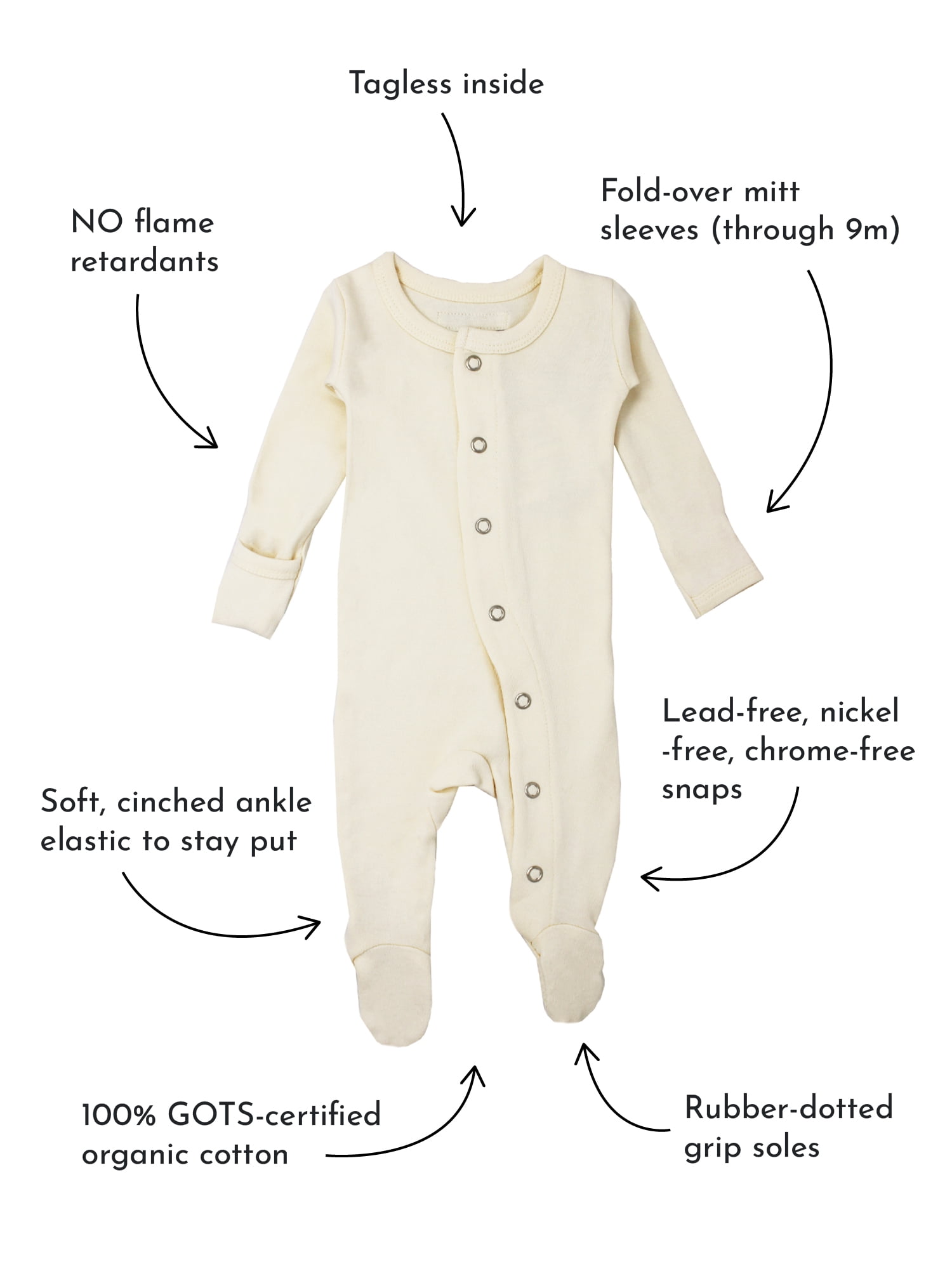 L'ovedbaby Baby Boy or Girl Unisex 100% Organic Cotton 3pc Gown, Sleep N Play & Hat Set, Size 0-3 Months