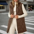 thumbnail image 4 of Daznico Long Sleeveless Quilted Down Vest for Lightweight Warm Winter Hooded Gilet Outerwear Coat with Pockets,Womens Vest,L, 4 of 6
