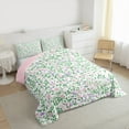 thumbnail image 4 of Manfei Romantic Rustic Flower Full Size Comforter Sets,Natural Plant Bedding Comforter Set,Green Pink White Bedding Sets For Girls Boys,Super Cozy Room Decor Reversible,3 Pieces, 4 of 9