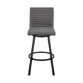 thumbnail image 3 of Nikole 26" Counter Height Swivel Bar Stool in Matt Black Finish with Gray Faux Leather, 3 of 9