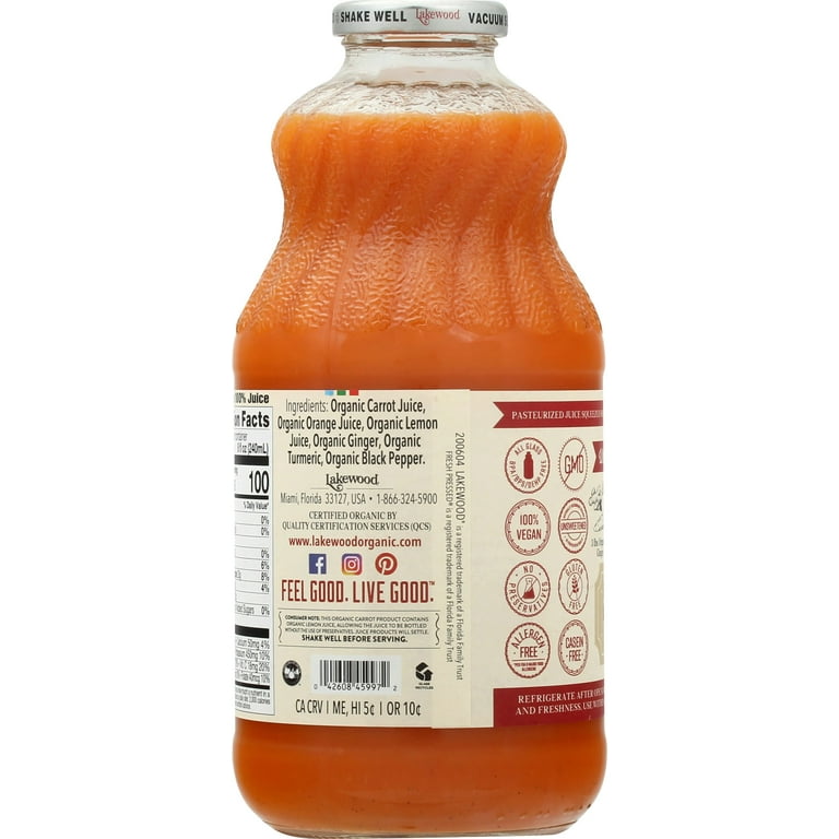 Lakewood Carrot Ginger Turmeric 32 oz (Pack Of 6) - Walmart.com