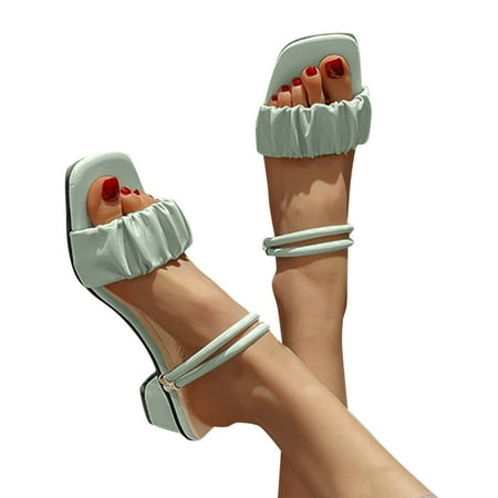 

Christmas Sandals For Women Ladies Heel High Heel Fish Mouth Rhinestone Sandals