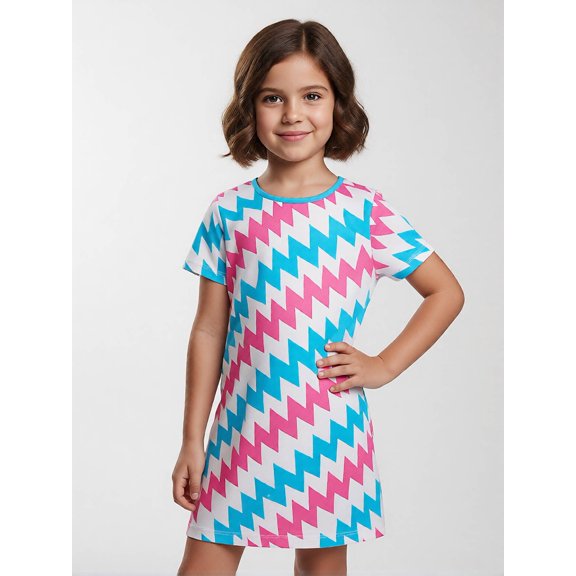 Kids Elegant Short Sleeve Dress Slim-Fit Round Neck Casual Dresses for Girls Big Girls Age 6-13 Daily Style