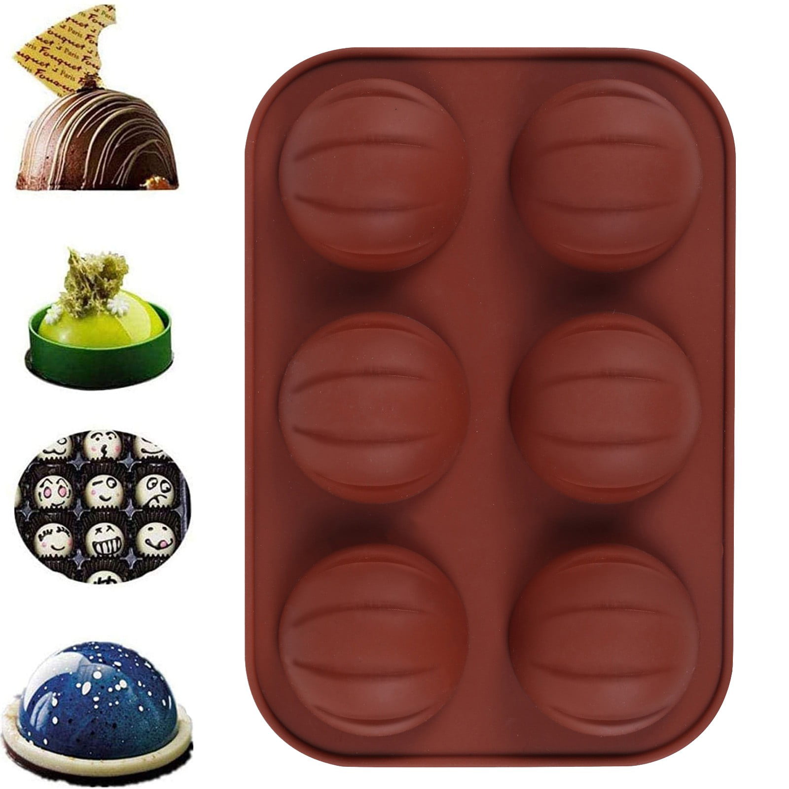 6 Holes Round Half Ball Sphere Silicone Cake Mold Muffin Chocolate Cookie Baking Mould Pan for Jelly Sphere Mold Non Stick Cost-effective 100% Food-grade DIY Festival Party Cake Mold 2