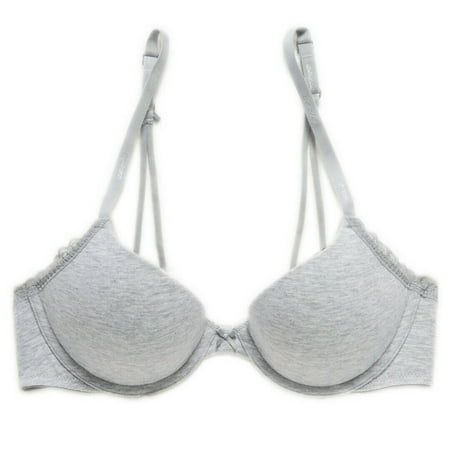 New AERIE American Eagle Real Happy Demi Push Up Bra Medium Heather Gray, 32D 8930-3