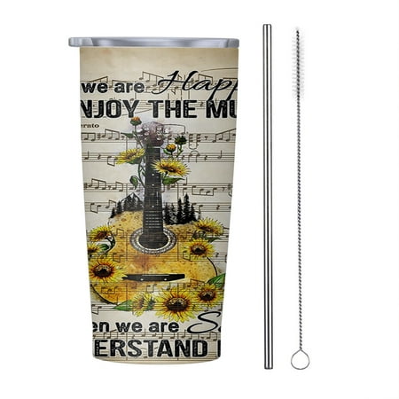 

When We Are Happy We Enjoy The Music 20oz Tumbler Insulated Stainless Steel Water Bottle Portable Travel Coffee Tea Mug Cup