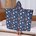 thumbnail image 5 of Baseball Football Pattern Hooded Bath Towel，60"x35" for Ages 3 To 12 Kids, Quick Dry Lightweight Soft Microfiber Hood Beach Towel Cover Up for Kids, 5 of 7