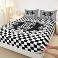 thumbnail image 3 of Homewish Checkered Monogrammed E Queen Sheet Sets, Fashion Buffalo Plaid Flat Sheet, 4-Piece, 3 of 7