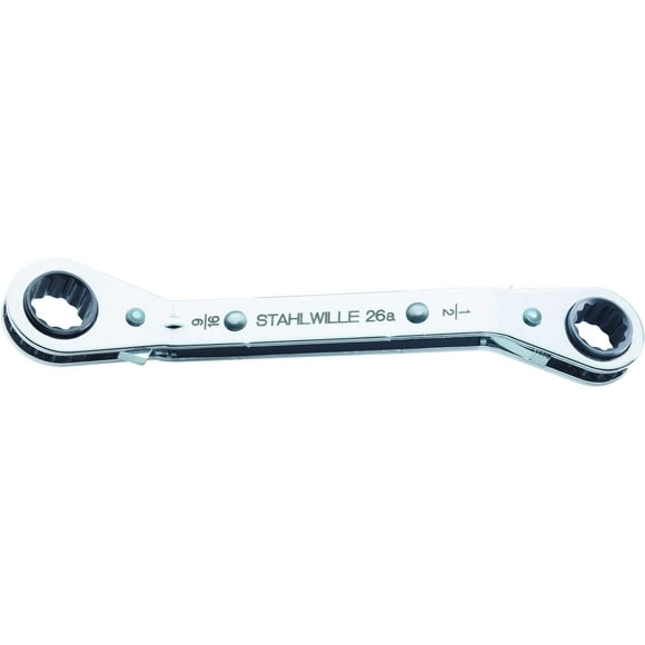 Stahlwille 41553234 Bague à Cliquet Numéro 26a - 1/2 Pouces" x 9/16 Pouces" Réversible Bi-Hexagone Incliné 22 Dents Chromé - Longueur 170mm Fabriqué en Allemagne