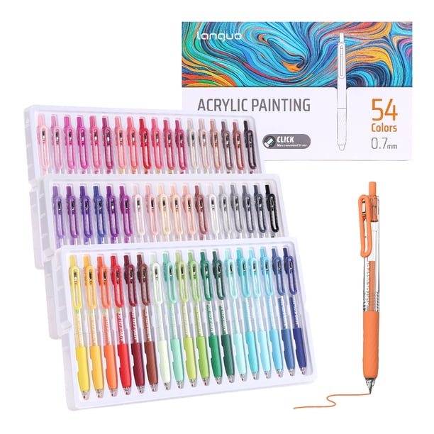 Juego de bolígrafos de gel acrílico Languo, 54 colores, con punta de 0,7 mm