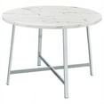 thumbnail image 4 of Coaster Alcott Metal Base Round Faux Carrara Marble Top Dining Table in Chrome, 4 of 13