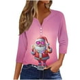 thumbnail image 2 of HOMBOM Womens Christmas Shirts Business Basic Christmas Tree Xmas Button Down 3/4 Sleeve T Shirts for Female V Neck, 2 of 5