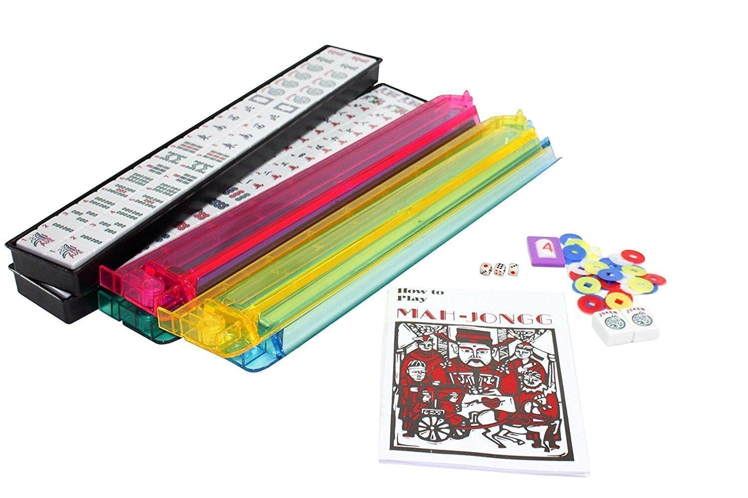 American Mahjong Set 166 Tiles 4 Colors Pushers/Racks Mah Jongg Set Blk Soft Bag