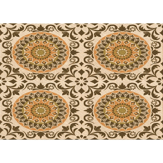 Ahgly Company Machine Washable Indoor Rectangle Transitional Saddle Brown Area Rugs, 6' x 9'