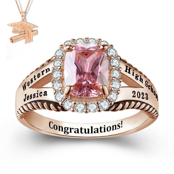 USA Mementos Custom Women's Class Ring Sterling Silver for High School & College Graduates-Fashion