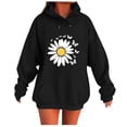 thumbnail image 2 of EchfiProm Black Sweatshirts for Womens with Pockets Cute Hoodies Hooded Floral Pullover Long Sleeve Womems Tunic Tops Oversized, 2 of 4