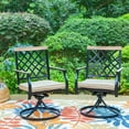 thumbnail image 3 of MF Studio 5-Piece Patio Outdoor Dining Set with 4 Swivel Cushioned Chairs and Square Table, Wood-Texture Finish, Black & Beige, 3 of 14
