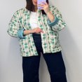 thumbnail image 2 of Women Quilted Jacket Casual Print Open Front Cardigan with Pockets, 2 of 5