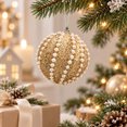thumbnail image 5 of 3PC Christmas Hanging Ornaments Christmas Ball Ornaments Decorative Hanging Pendants, Champagne Glitter Shatterproof Baubles with Pearl Sequin Finishes for Xmas Tree 3.15Inch, 5 of 5