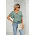 thumbnail image 4 of XCHQRTI Ruffled Short Sleeve Shirt Womens Vneck Tie Blouse Shirts 2024 Tunic Casual Tops, 4 of 8