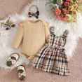 thumbnail image 2 of Xyant Baby Girl Clothes Fall Winter Outfit Long Sleeve Ruffle Romper Plaid Skirt Bow Headband 3 Pcs Set 0-18 Months, 2 of 9