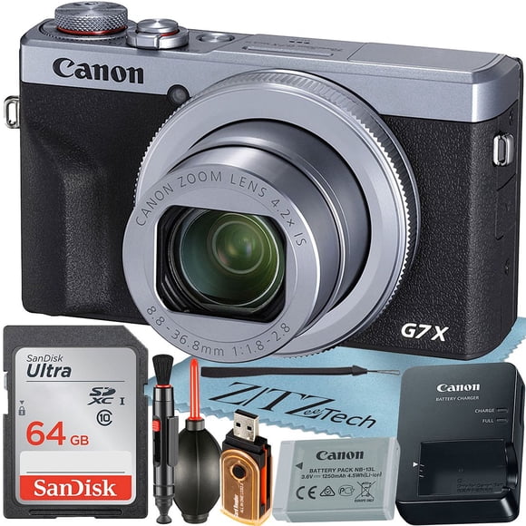 Canon PowerShot G7 X Mark III Digital Camera (Silver) with 4.2x Optical Zoom Lens + SanDisk 64GB Memory Card + Cleaning Pen + ZeeTech Starter Bundle