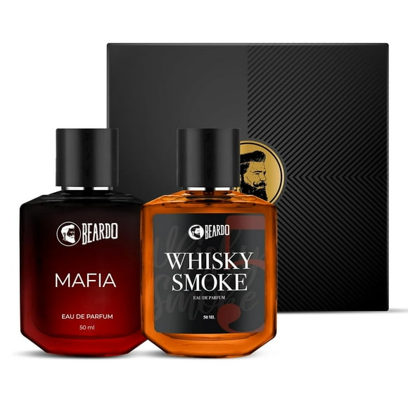Beardo Eau de Parfum Combo pour Hommes Lot de 2 X 50ml - 1.7 Fl.oz. Chacun / Whisky Fumée + Parfum Mafia pour Garçons - Parfum Longue Durée / Meilleur Cadeau de Soirée - Rakhi Cadeau pour Frère