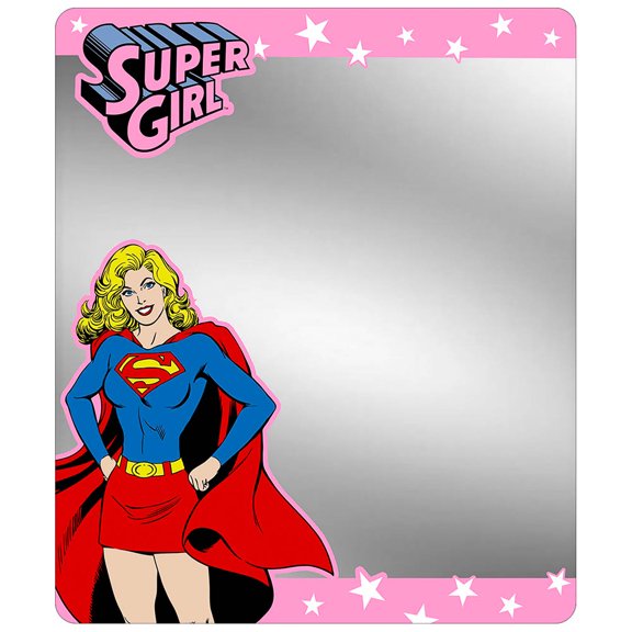 Super Girl Standing Pose Stars Pinks White Locker Mirror One Size