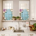 thumbnail image 4 of Kitchen Window Curtains Valance and Tier Set, Summer Shell Starfish Flower Rod Pocket Tier Curtain Valance Set, Farm Blue Wood Board Light Filtering Cafe Curtains for Bedroom Living Room, 4 of 9