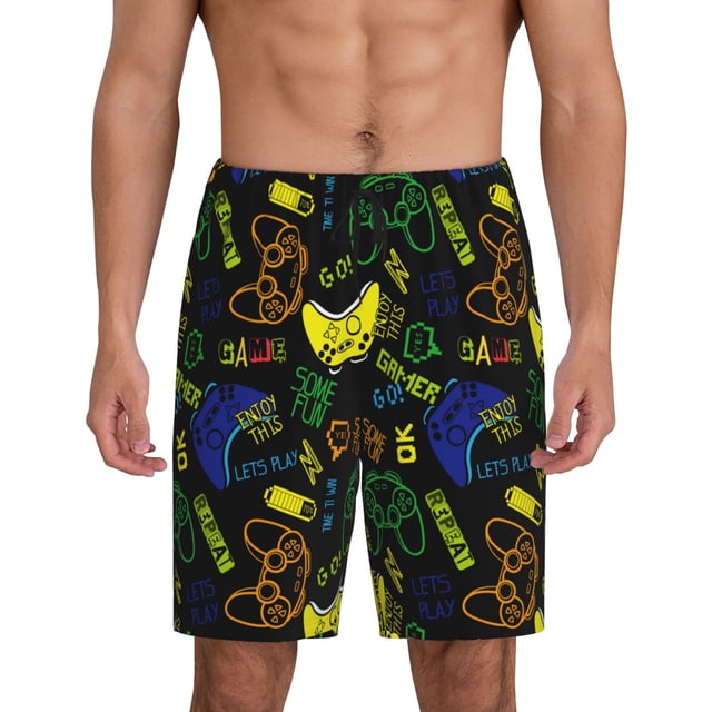 Fotbe Game Play Pantalones Cortos de Pijama para Hombre, Ropa de Dormir, Pantalones de Pijama Cortos para Hombre-Large