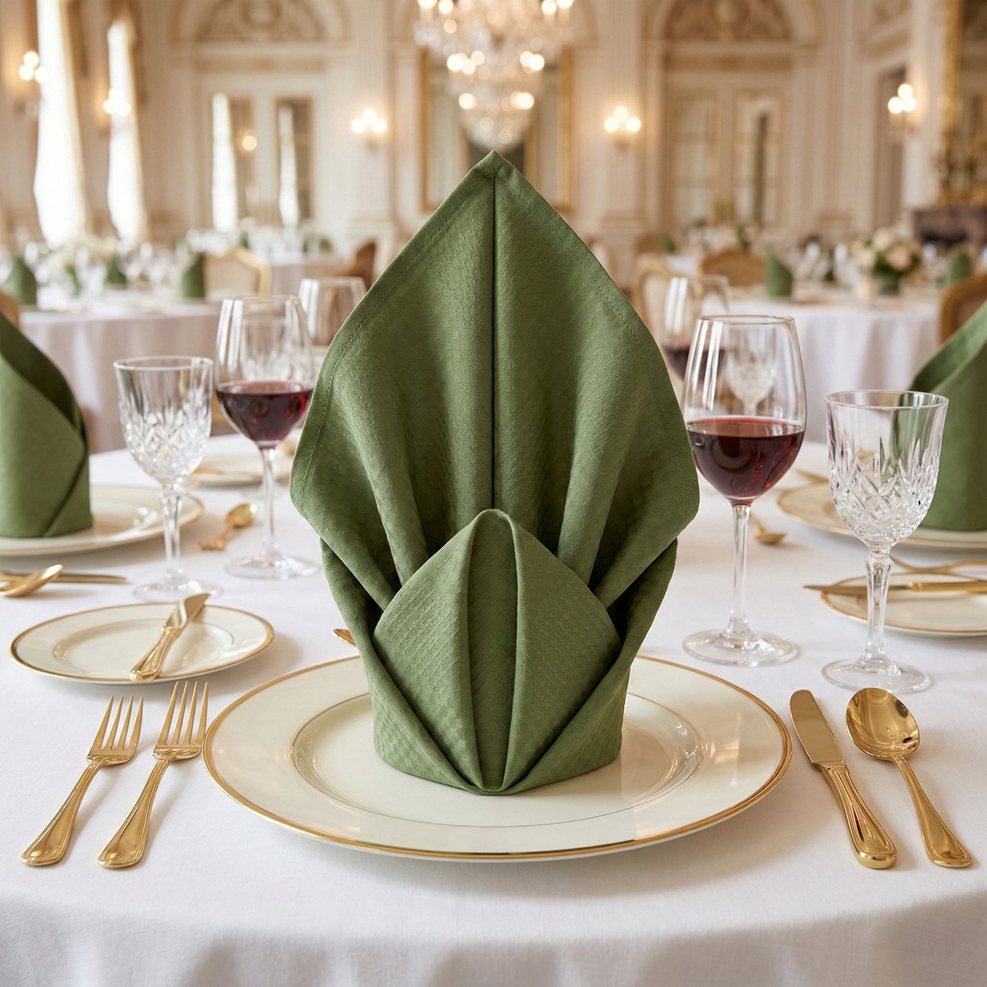 Unique Bargains 6Pcs Washable Dining Events Cloth Napkins Dark Green 15x15inch