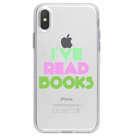 DistinctInk Clear Shockproof Hybrid Case for iPhone XS Max (6.5" Screen) - TPU Bumper Acrylic Back Tempered Glass Screen Protector - I've Read Books - Pink Green