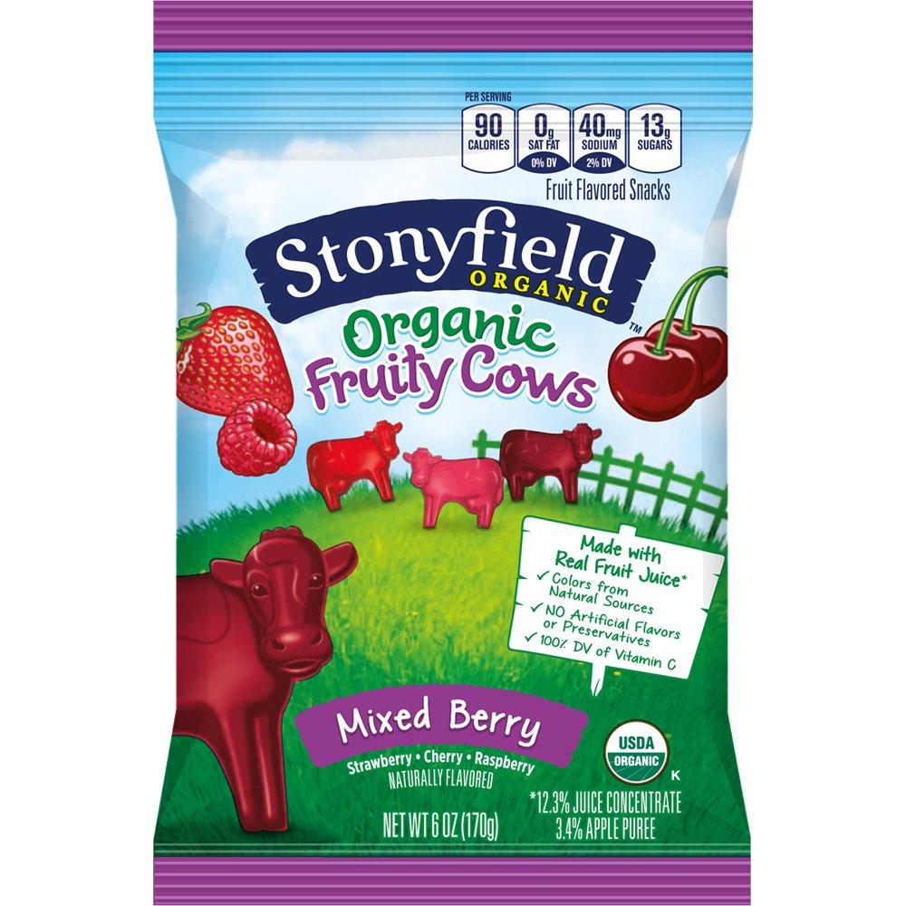 Stonyfield Organic Fruit Snacks, Mixed Berry, 6 Ounce Bag