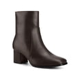 thumbnail image 1 of BLISSFUL STEP Bottines pour Femmes à Talon Épais Bout Carré Fermeture Éclair Latérale en Faux Cuir Café 9.5, 1 of 5
