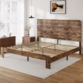 thumbnail image 2 of Wooden King Bed Frame with 49.9" Tall Headboard, Rustic Farmhouse Platform Bedframe with Wood Slat Support, No Box Spring Needed, Sturdy and Noise Free, Easy Assembly, Brown, 2 of 10