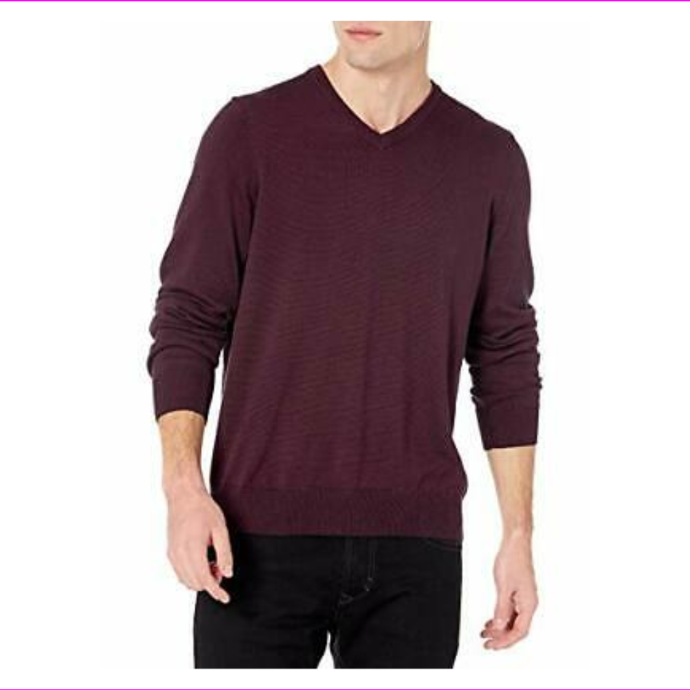 Perry Ellis Feeder Stripe V-Neck Sweater, Mens, 2XL, Fig