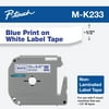 Brother 12mm (1/2") Blue on White Non-Laminated Tape (8m/26.2') (1/Pkg)