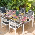 thumbnail image 2 of Abstract Art Table Cloths for 6 Foot Rectangle Tables, Pink Yellow Collage Art Torn Paper Pieces Patio Waterproof Elastic Fitted Tablecloths, Washable Rectangular Table Cover for Camping, 2 of 8