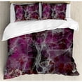 thumbnail image 3 of Marble Print Duvet Cover Set, Psychedelic Dark Colors Cloudy Onyx Stone Surface, Decorative 2 Piece Bedding Set with 1 Pillow Shams, Twin Size, Charcoal Grey Magenta, by Ambesonne, 3 of 3