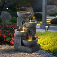 thumbnail image 2 of Haverchair 21.9" Outdoor Water Fountain with LED Lights, 4-Tier Bowl and Stacked Stones Garden Fountain, Modern Cascading Waterfall Fountains for Garden, Patio, Backyard, Porch and Home Decor, 2 of 8