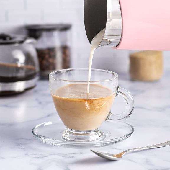 Starument Electric Milk Frother - Automatic Foamer &  for Coffee, Latte, Cappuccino, Other Creamy Drinks 4 Settings Cold Foam, Airy Dense Foam Warm Easy to Use, Pink, 8x4x5 inches (-MF)