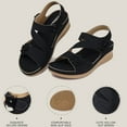 thumbnail image 4 of FAMITION Womens Wedge Sandals Open Toe Platform Sandals Comfort Hollow Out Summer Shoes, 4 of 6