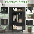 thumbnail image 3 of Metal Wardrobe Cabinet with Hanging Rod,Metal Clothing Storage Cabinet with Adjustable Shelves,Wardrobe Closet for Home Office,Laundry Room,School,Employee,Gym,Government (Black), 3 of 9