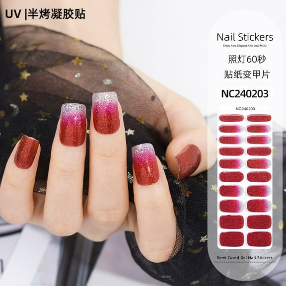 Gel nail stickers French onion powder UV light hardened nail stickers semi-cured Christmas