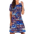 thumbnail image 4 of Robes d'Été Robe d'Été Femme Été Vintage Casual Indépendance Jour Imprimé Mode Manches Courtes Col Rond Robe Bleu L, 4 of 8