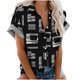 thumbnail image 2 of Fiudx Liquidación de Ofertas Flash Blusa Casual de Solapa para Mujer con Estampado de Manga Corta y Botones, 2 of 7
