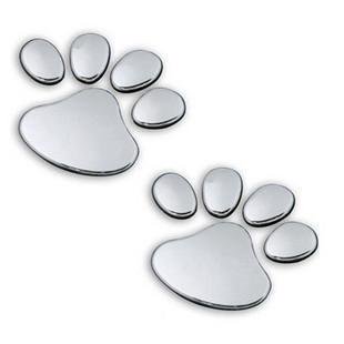 5 pares de pegatinas de coche con huella 3D de pata de perro y oso para decoración de coche, Color plateado