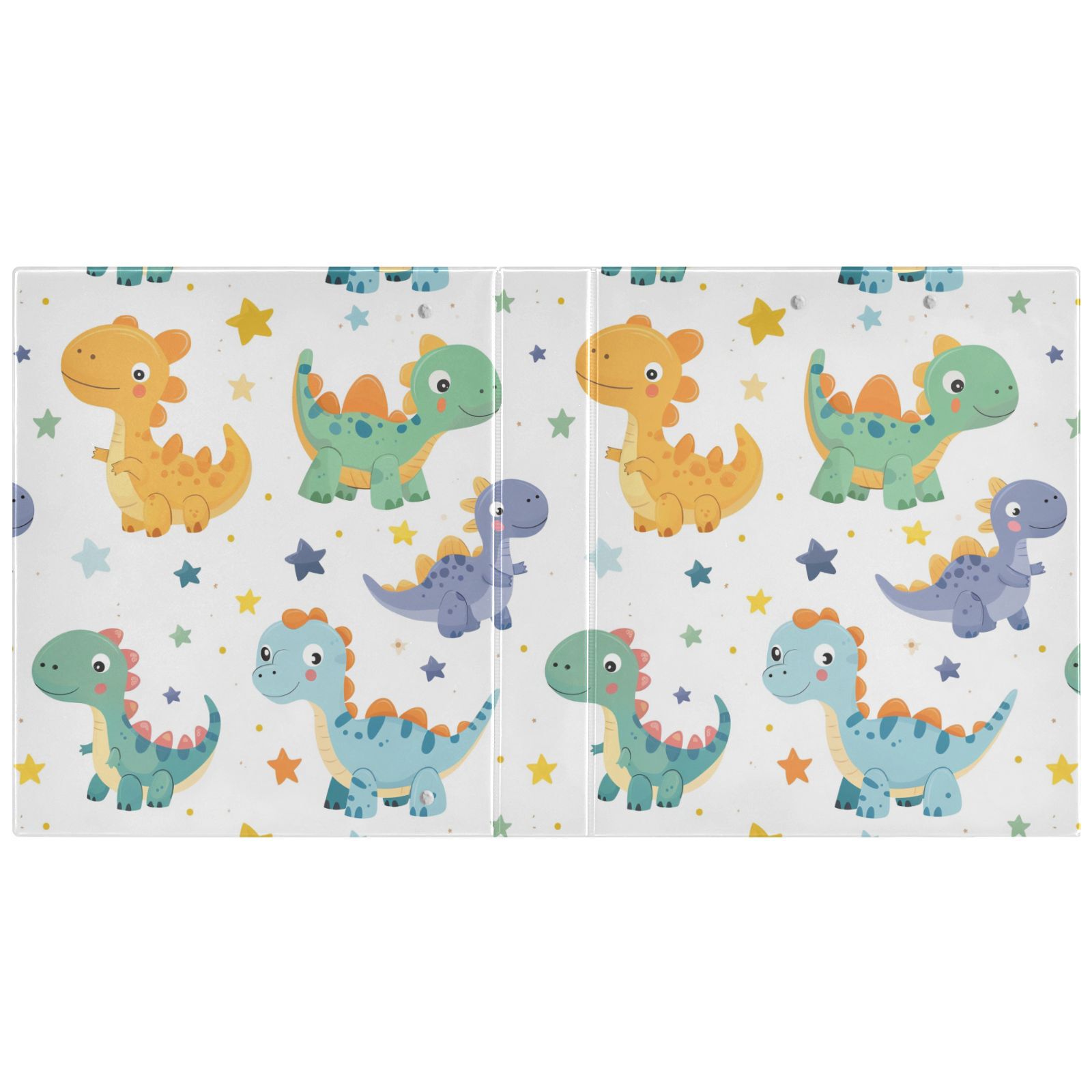 ALAZA Dinosaur Dino Cartoon Stars 3 Ring Binder 1.5 Inch Three Ring Office Binders w/ clipboard & 3 pockets, Hold 200 Sheets, 1 pc