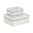 thumbnail image 2 of Deco 79 41198 Shell Inlaid Wooden Boxes (Set of 2), 8" x 12", White, 2 of 2